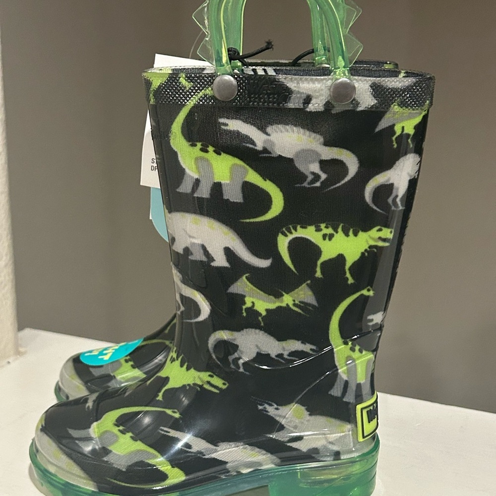 WESTERN CHIEF Kid's Sketch Dino Lighted Waterproof Rain Boot Toddler Size 6 - Picture 3 of 9